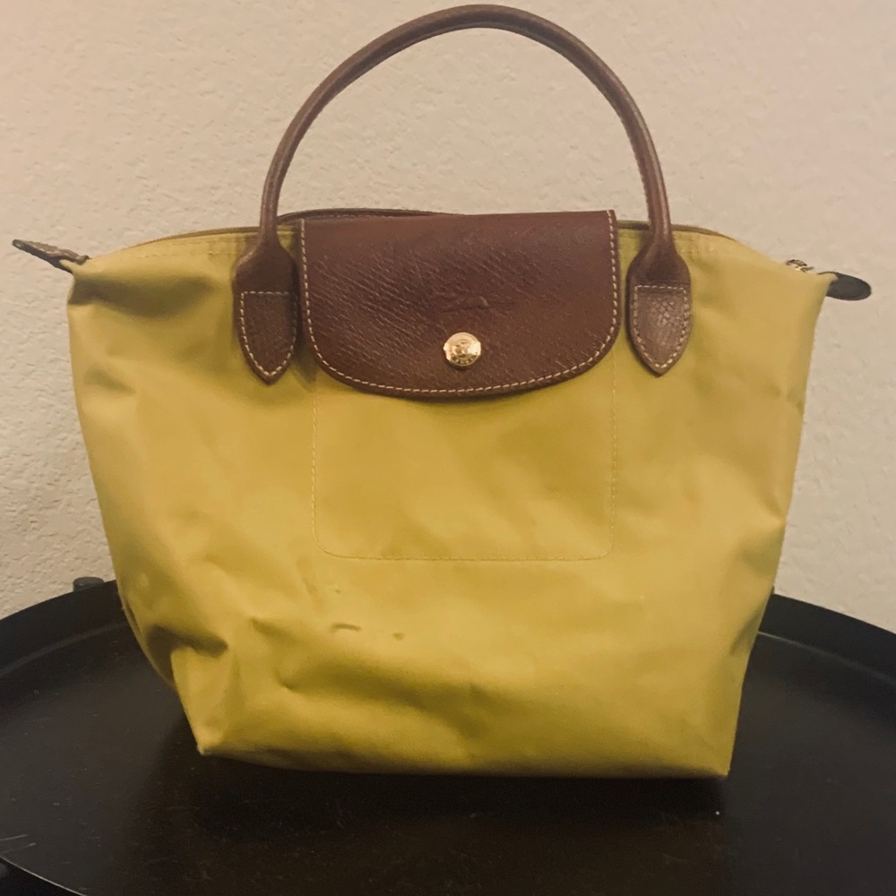 Longchamp mustard yellow small LePliage tote